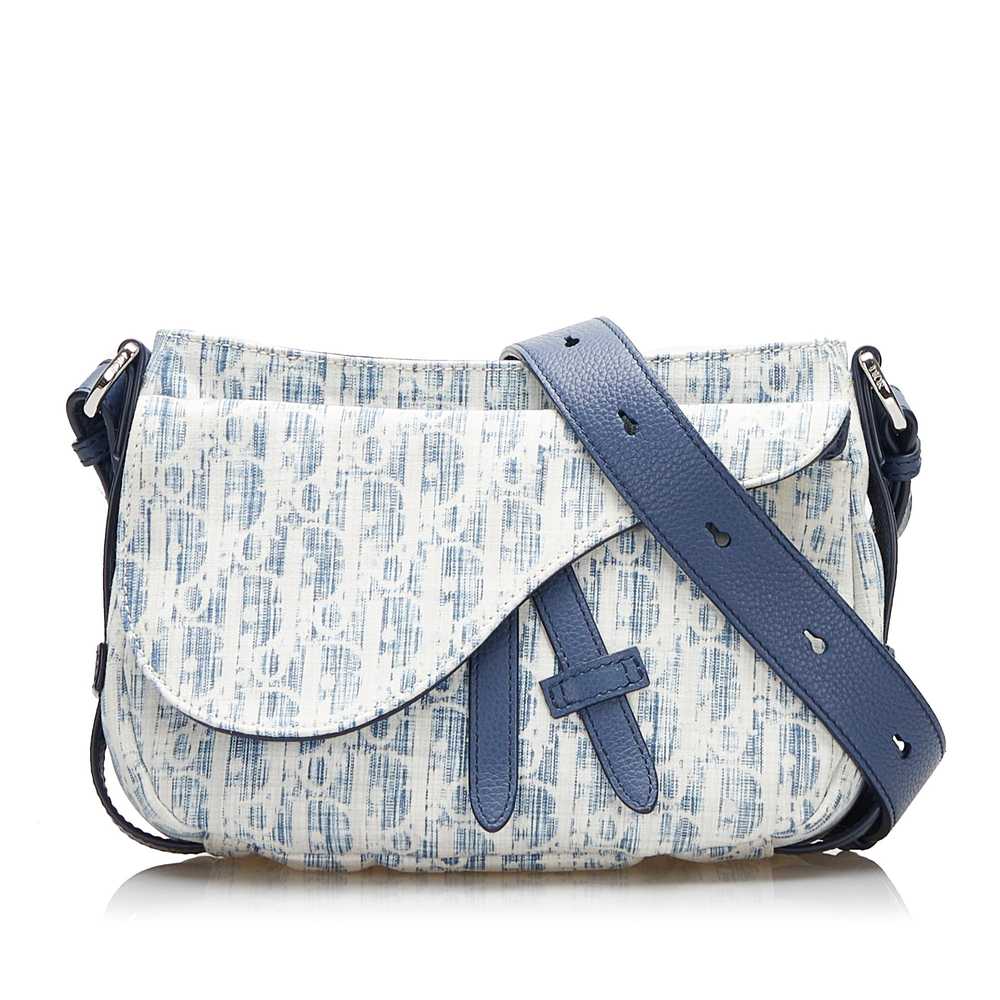 Blue Dior Mini Oblique Kasuri Saddle Soft Bag Sat… - image 1