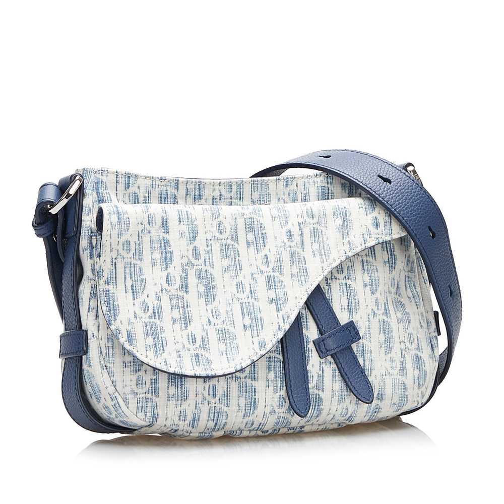 Blue Dior Mini Oblique Kasuri Saddle Soft Bag Sat… - image 2