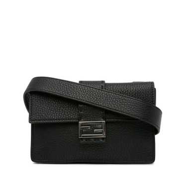 Black Fendi Selleria Flat Convertible Belt Baguett