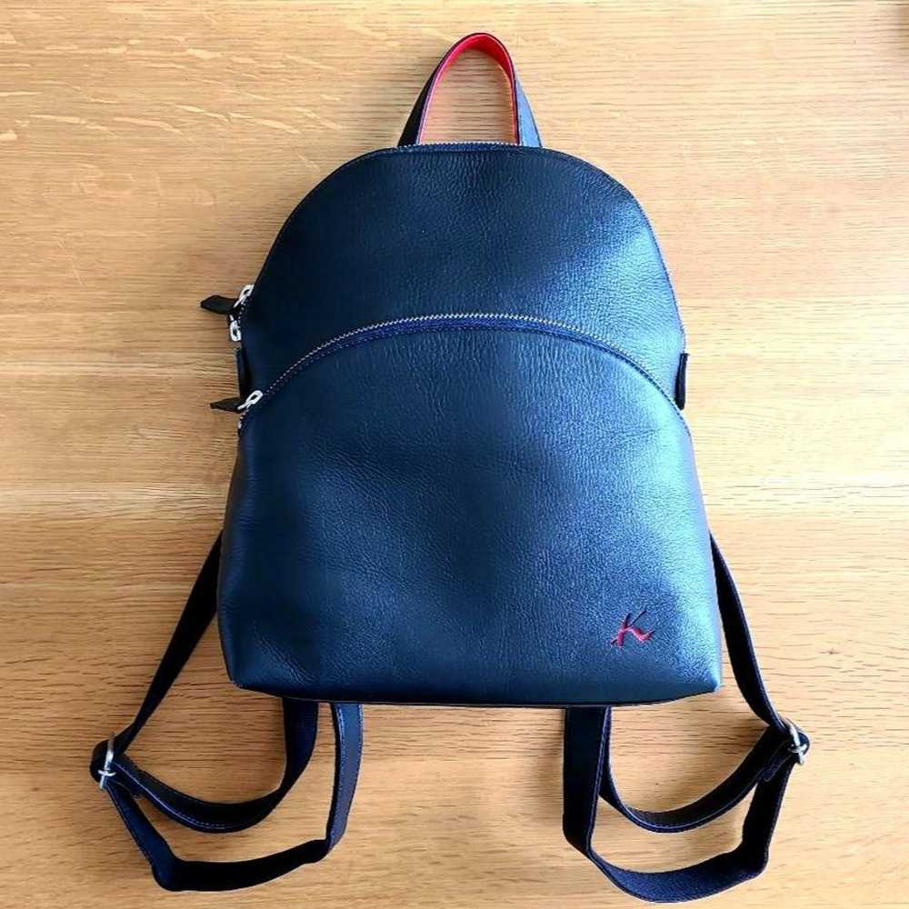 Kitamura K2 backpack, navy and red, genuine leath… - image 2