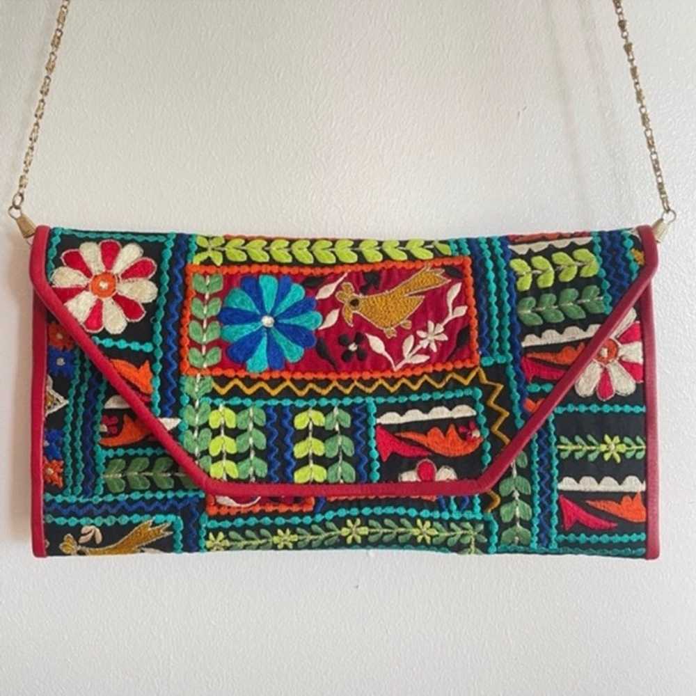 BOHO Embroidered Kitschy Vintage Clutch - image 4