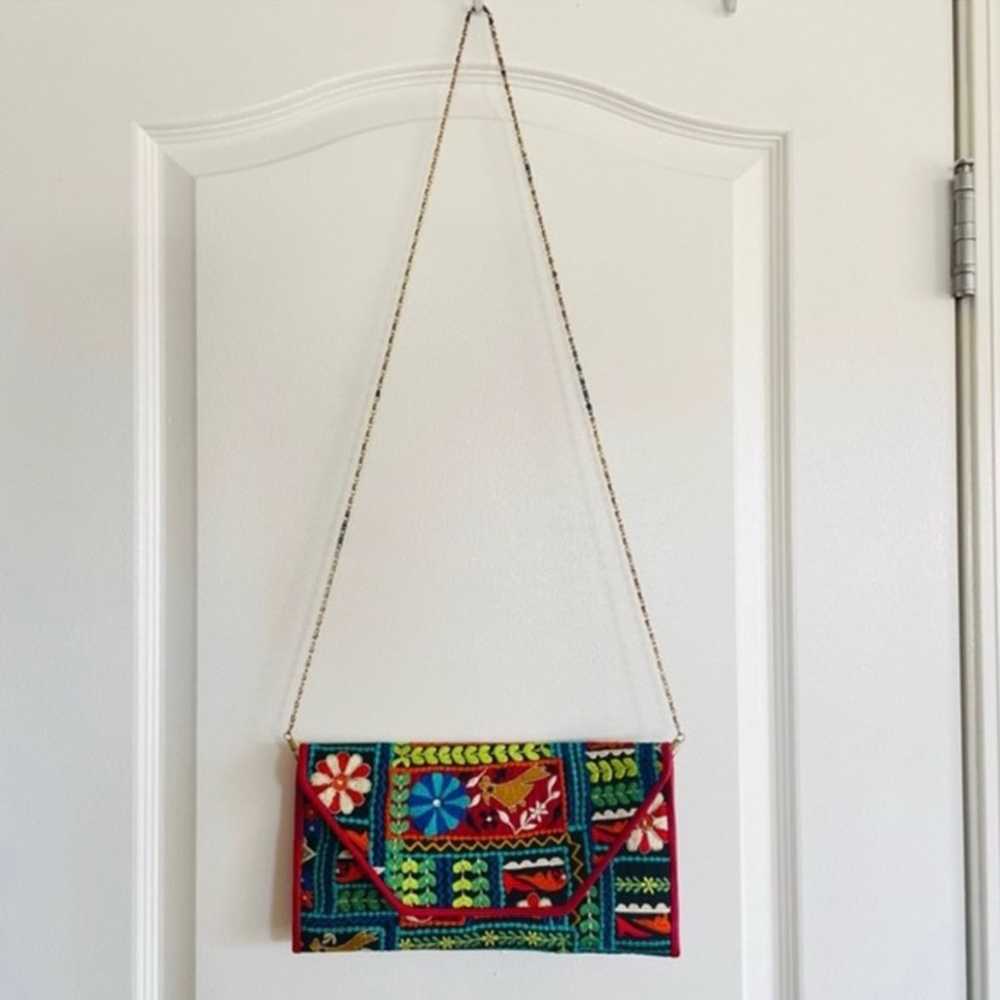 BOHO Embroidered Kitschy Vintage Clutch - image 5