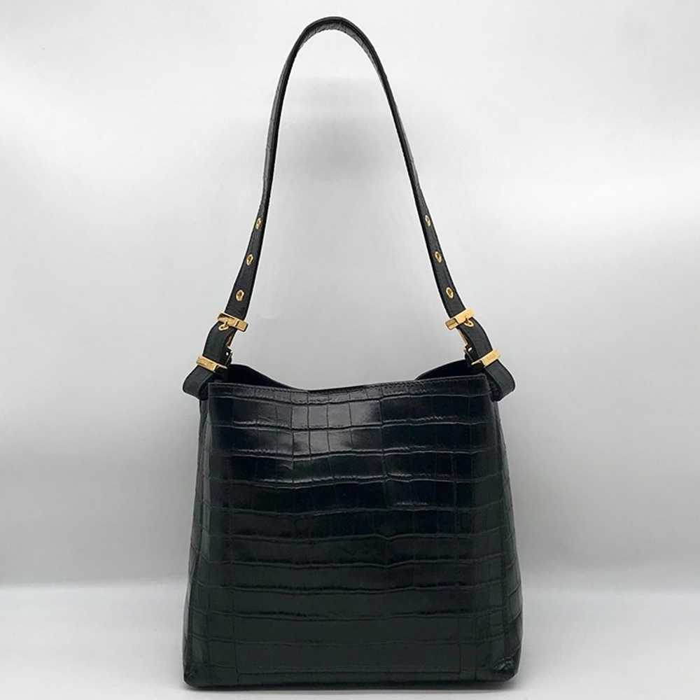 Furla Onyx Croc Embossed Leather Hobo Shoulder Bag - image 2