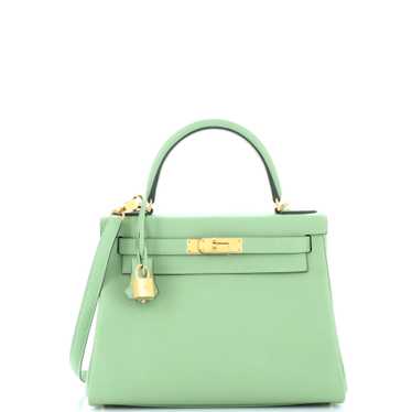 Hermes Kelly Handbag Vert Criquet Evercolor with G