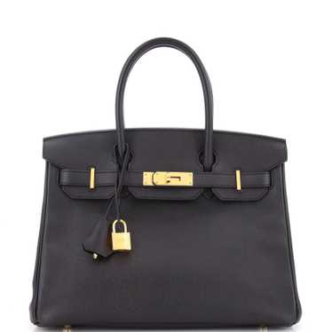 Hermes Birkin Handbag Noir Epsom with Gold Hardwar