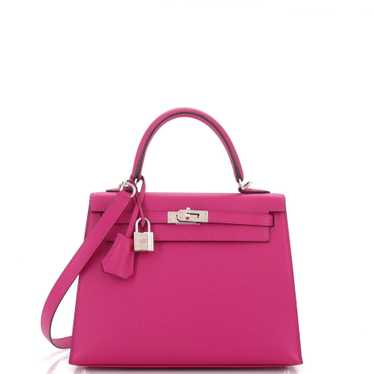 Hermes Kelly Handbag Rose Pourpre Epsom with Pall… - image 1