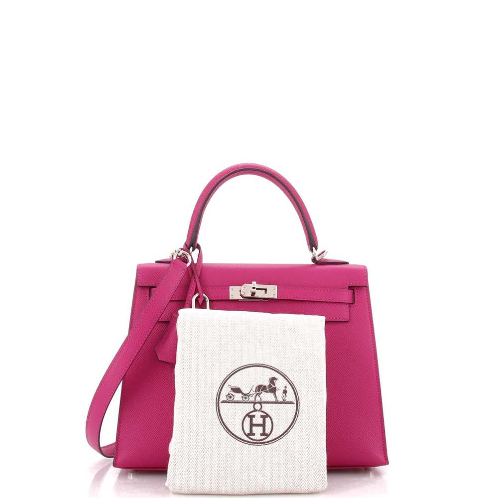 Hermes Kelly Handbag Rose Pourpre Epsom with Pall… - image 2