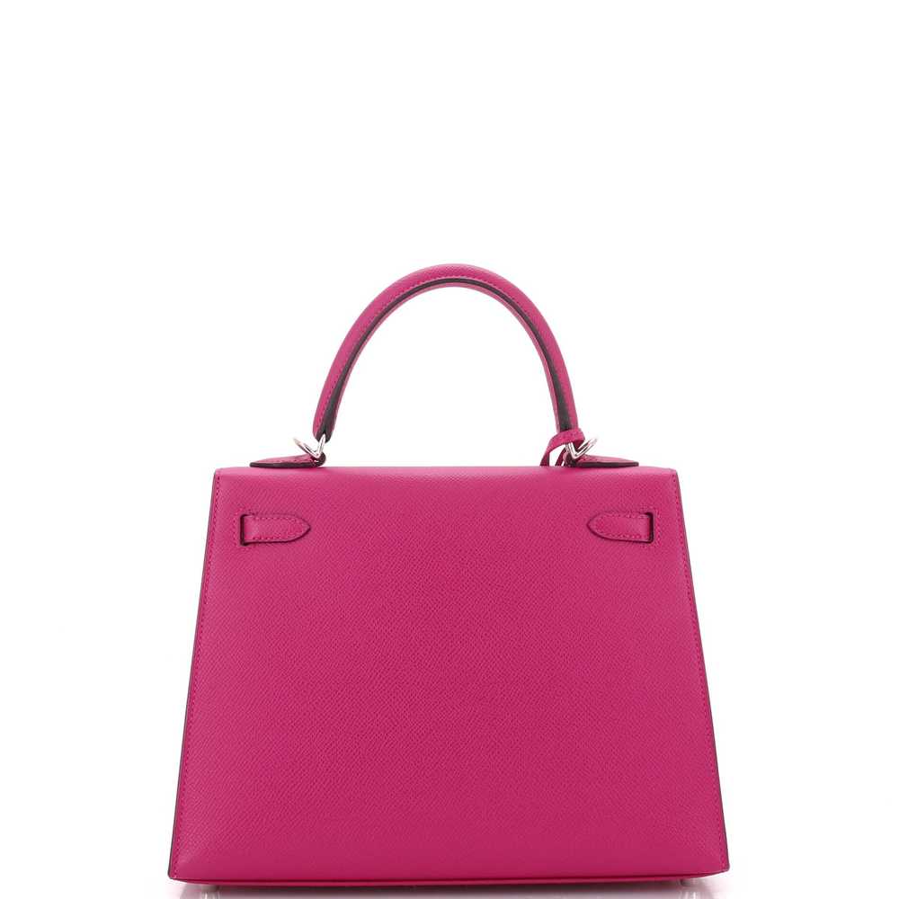 Hermes Kelly Handbag Rose Pourpre Epsom with Pall… - image 4