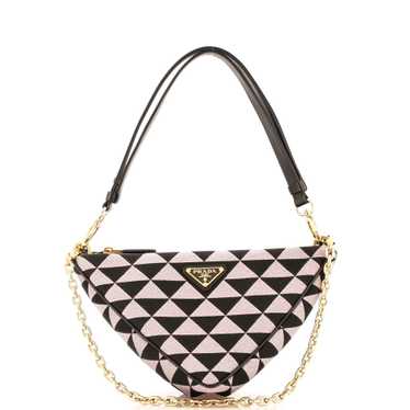 PRADA Double Symbole Triangle Bag Leather and Jacq