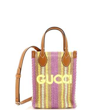 GUCCI Logo Vertical Tote Jute Super Mini