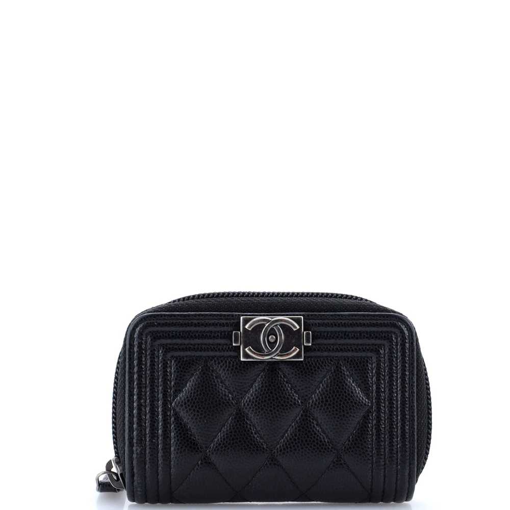 CHANEL Boy Zip Coin Purse Quilted Caviar Small - image 1