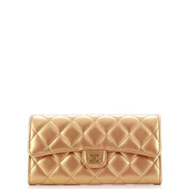 CHANEL CC Gusset Classic Flap Wallet Quilted Metal