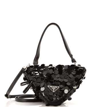 PRADA Triangle Convertible Zip Handbag Sequin with