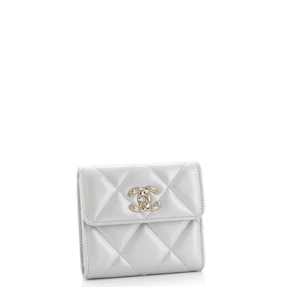 CHANEL CC Pearl Trifold Wallet Quilted Iridescent… - image 2