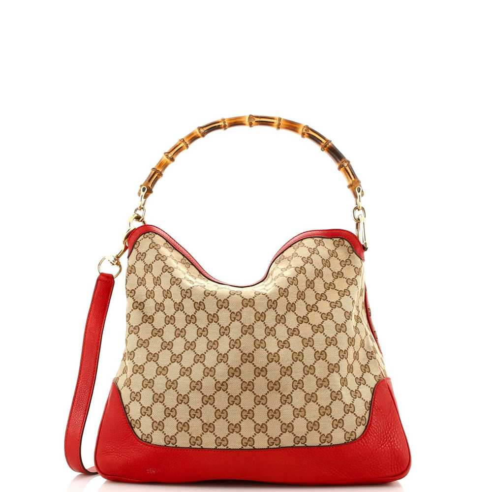 GUCCI Diana Bamboo Shoulder Bag GG Canvas Medium - image 1