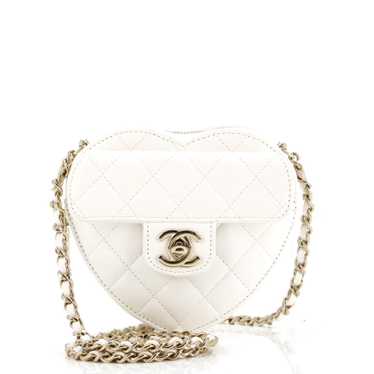 CHANEL CC in Love Heart Clutch with Chain Quilted 