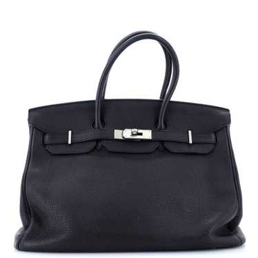 Hermes Birkin Handbag Noir Clemence with Palladiu… - image 1