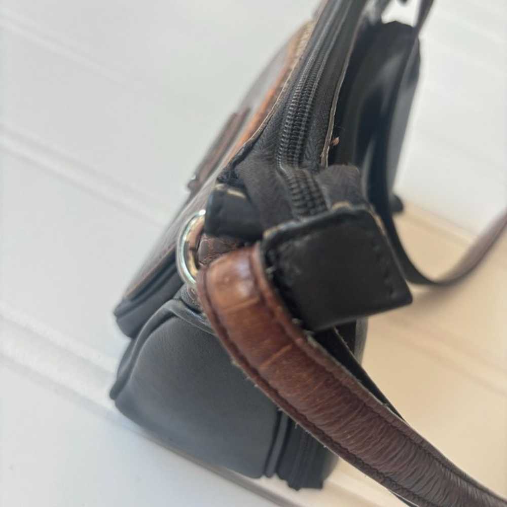 Brighton Maritza Black Chocolate Brown Croc Cross… - image 3