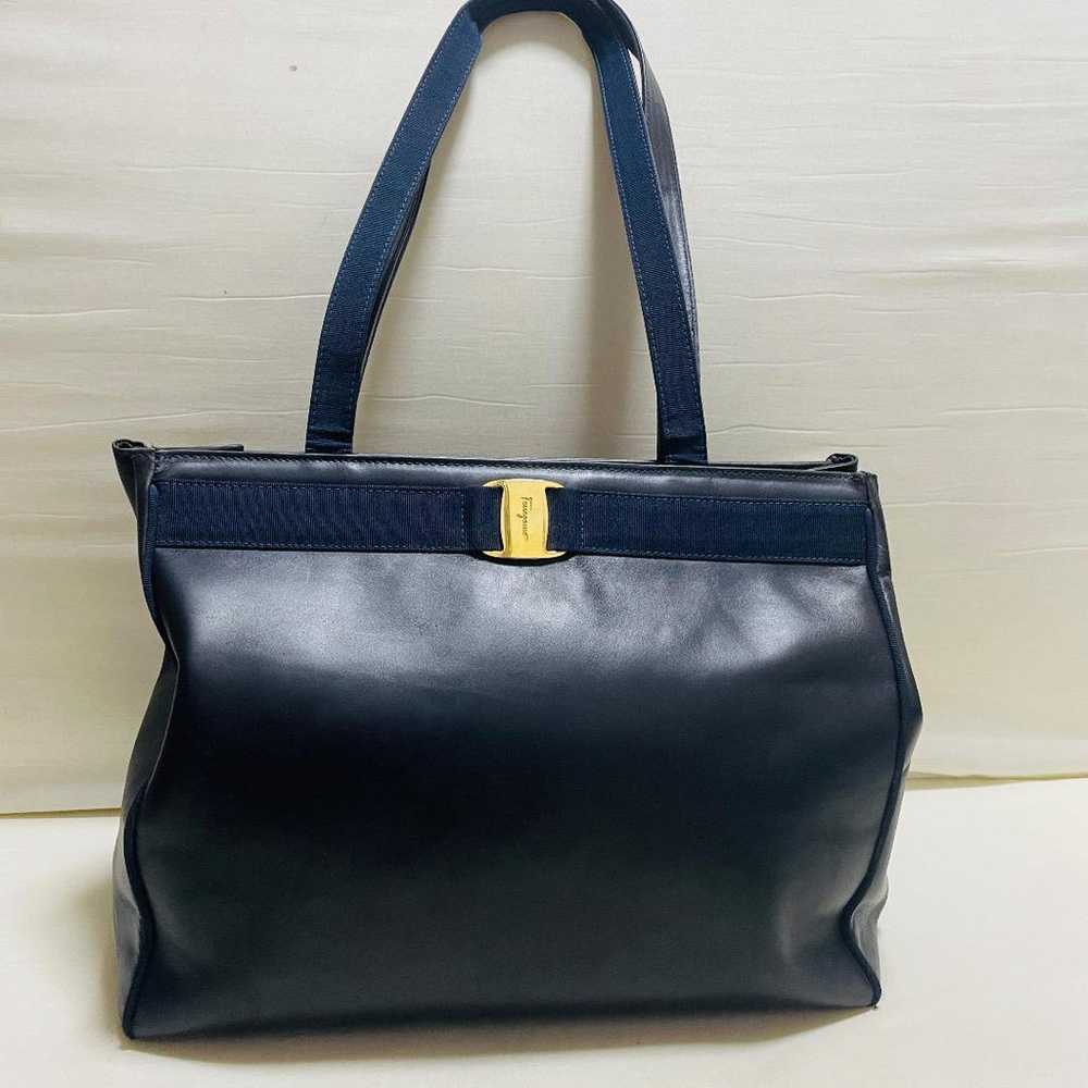 Salvatore Ferragamo Ferragamo Tote Bag Leather Bl… - image 2