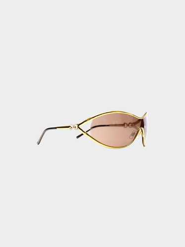 Dolce and Gabbana 1990s Gold Metal Frame Oval Sung