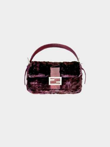 Fendi 2000s Rabbit Fur and Python Baguette with Cr