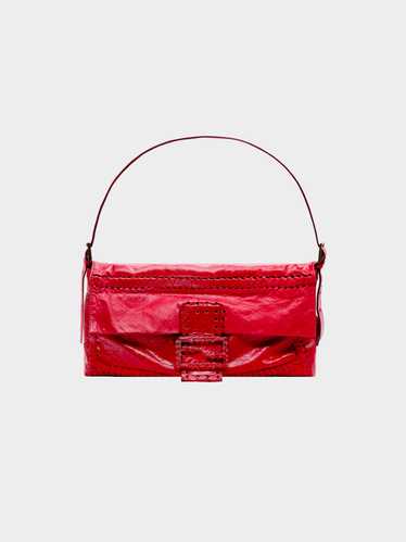 Fendi 2005 Red Whipstitch Maxi Mamma Baguette