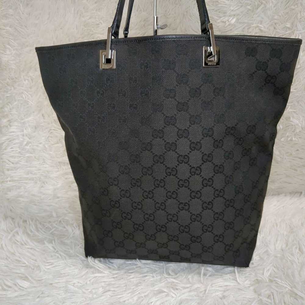 GUCCI Tote Bag GG Canvas Logo Hardware Black Leat… - image 2