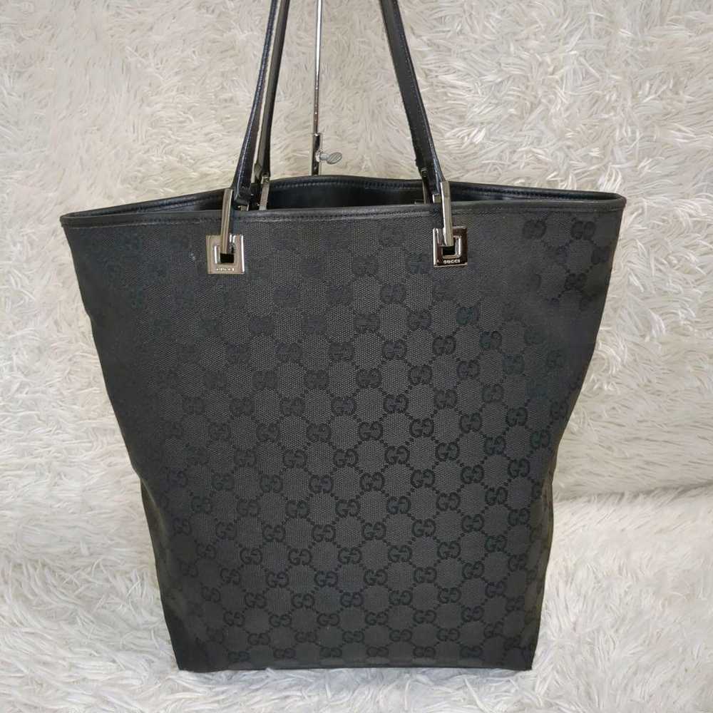 GUCCI Tote Bag GG Canvas Logo Hardware Black Leat… - image 3