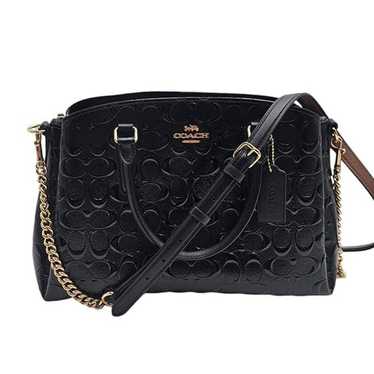 Coach Sage Black Embossed Patent Leather Handbag