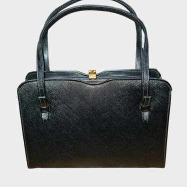 V LOVELY Vintage Black Patent Leather Handbag Made In 2024 California By 'Theodor' - Cute!!