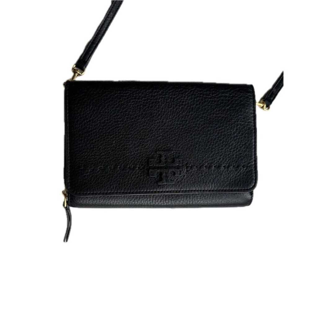 Tory Burch McGraw Flat Pebbled Leather Wallet Cro… - image 1