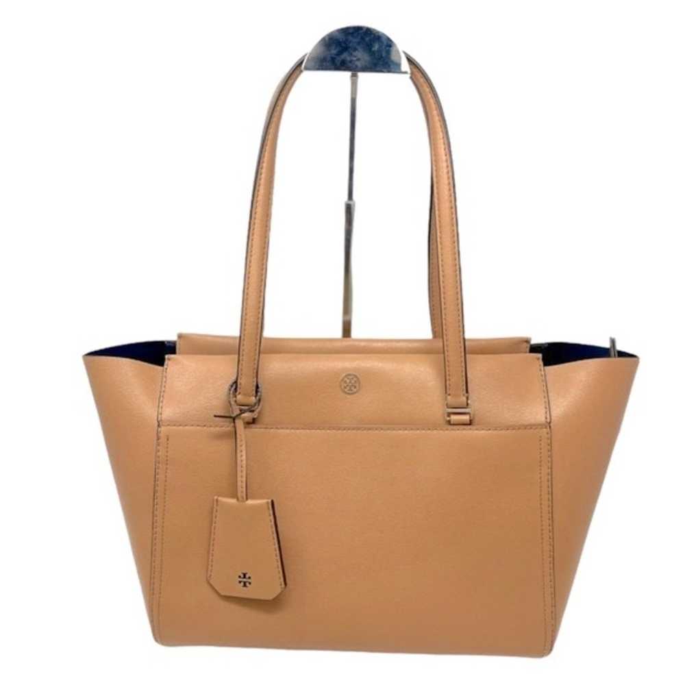 Tory Burch Parker Tote Leather Shoulder Bag Tan C… - image 1