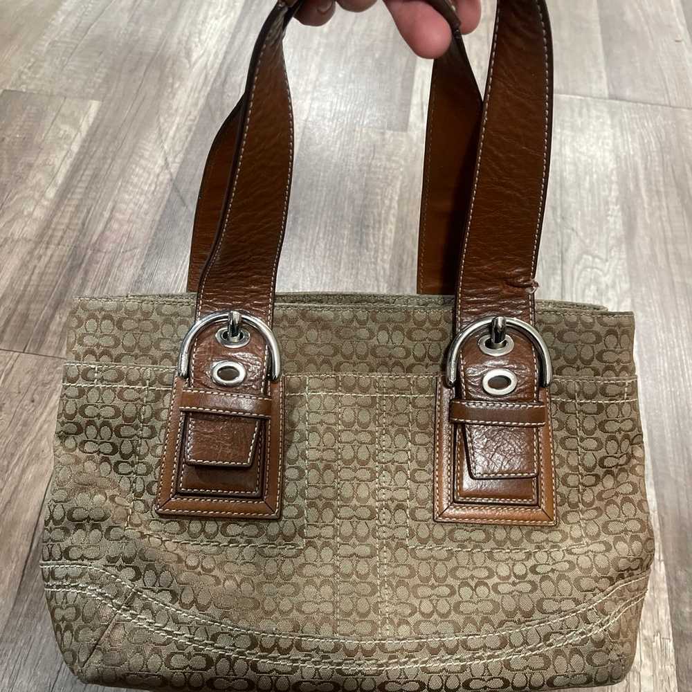 Vintage Coach SoHo satchel jacquard monogram tan … - image 1