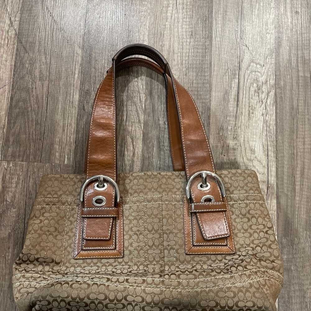 Vintage Coach SoHo satchel jacquard monogram tan … - image 2