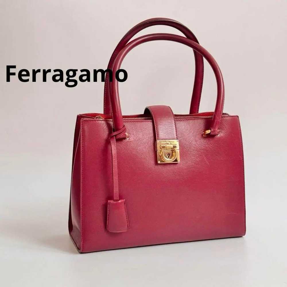 Ferragamo Gancini Handbag ♡ Raspberry Color Leath… - image 1