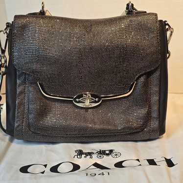 Coach Madison Glitter Lizard Sadie Flap Satchel Shoulder Bag New hot