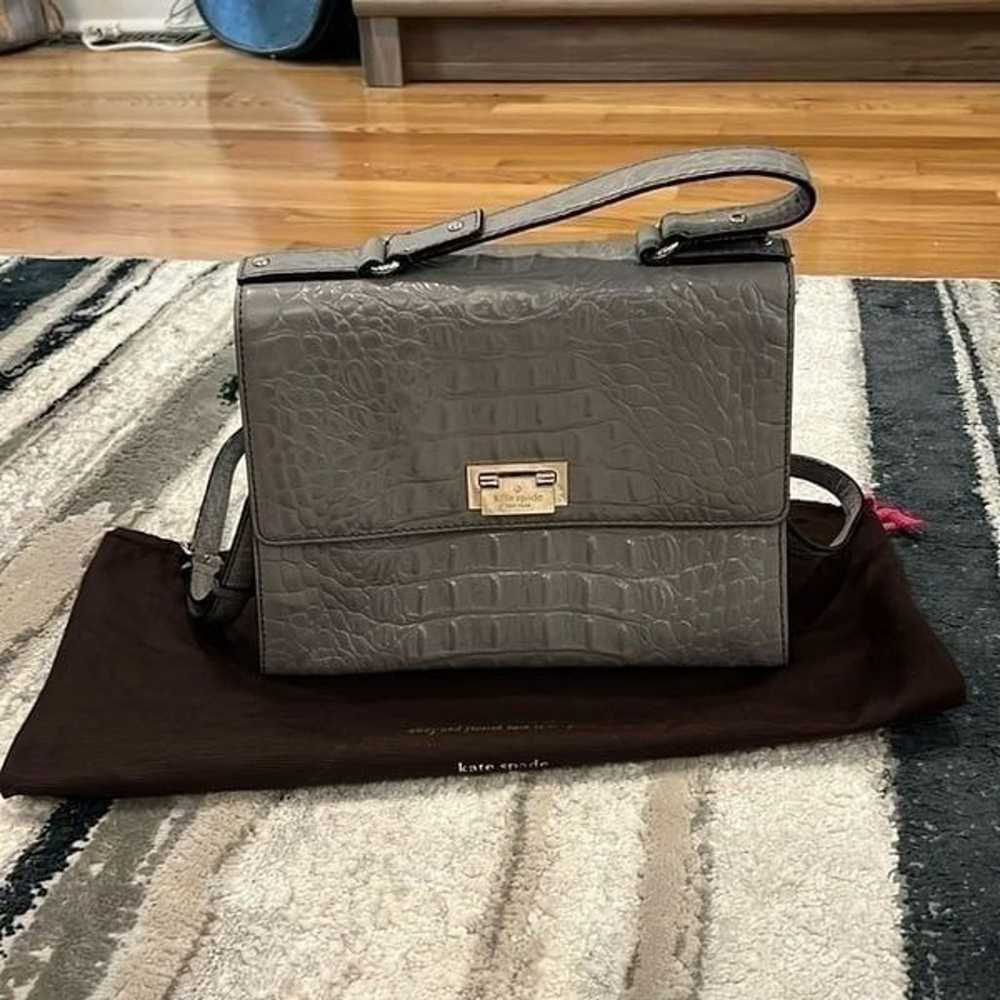 Gray Alligator Embossed Kate Spade tote - image 1