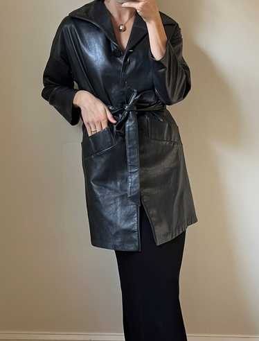 Vintage Buttery Soft Collared Leather Belted Jacke