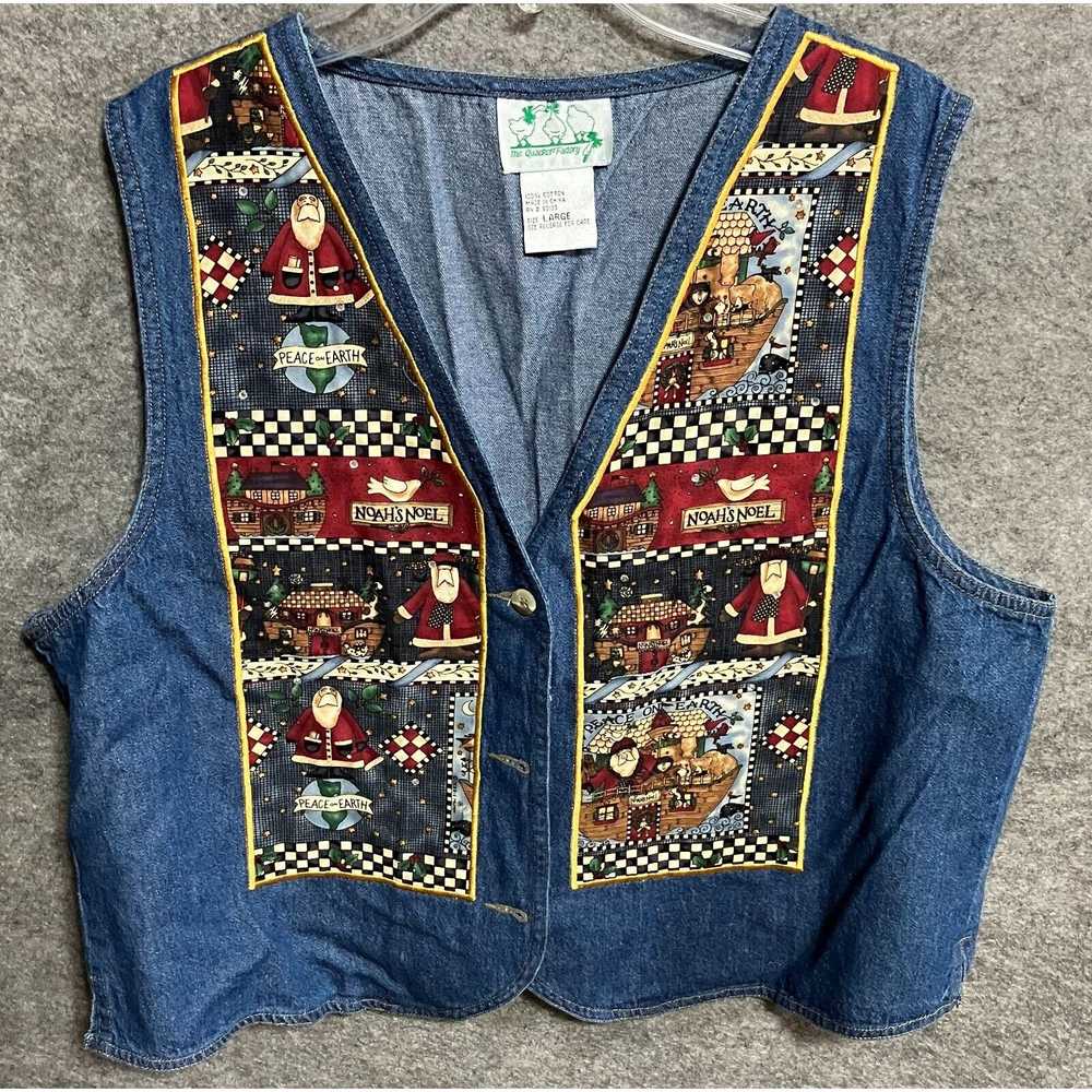 Other Vintage Quacker Factory Denim Christmas Ves… - image 1