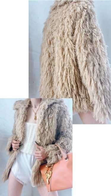 French 70s taupe fringe mop jacket