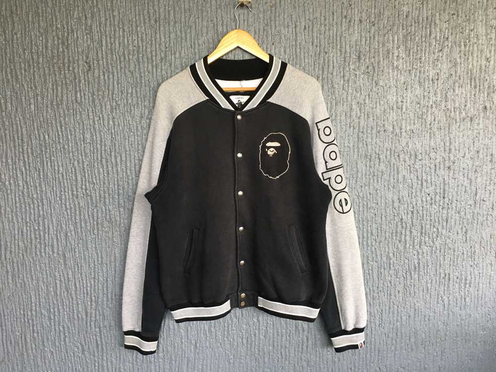 Bape × Vintage OG Bape Spellout Sleeve Varsity Ja… - image 1