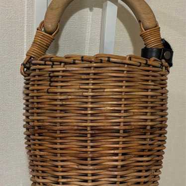 Ebagos Bridle Bucket Basket Tote Bag Leather Hemp - image 1