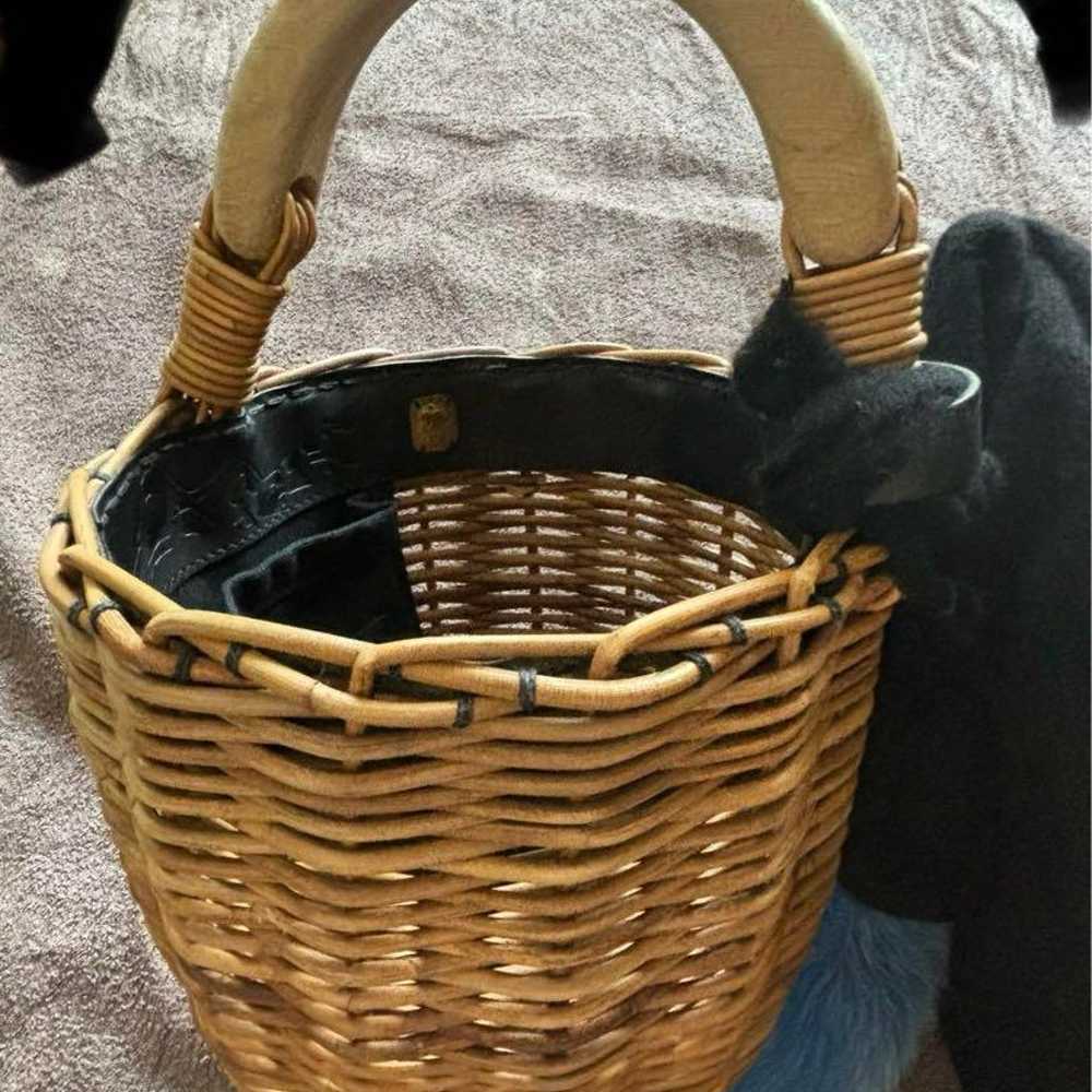 Ebagos Bridle Bucket Basket Tote Bag Leather Hemp - image 4