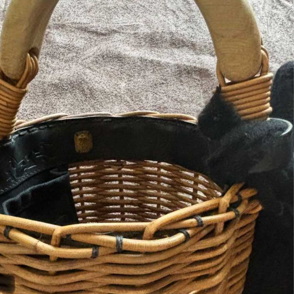 Ebagos Bridle Bucket Basket Tote Bag Leather Hemp - image 6