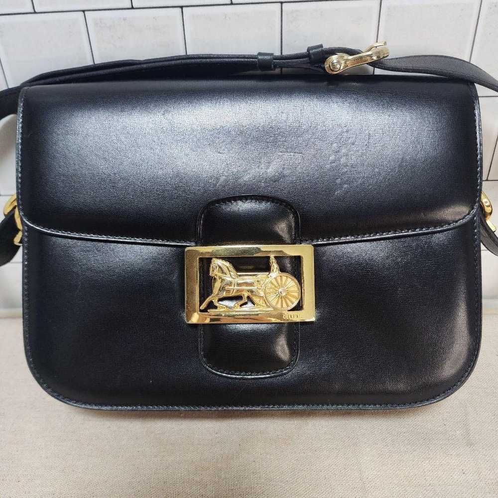 CELINE Black Leather Shoulder Bag Vintage - image 2