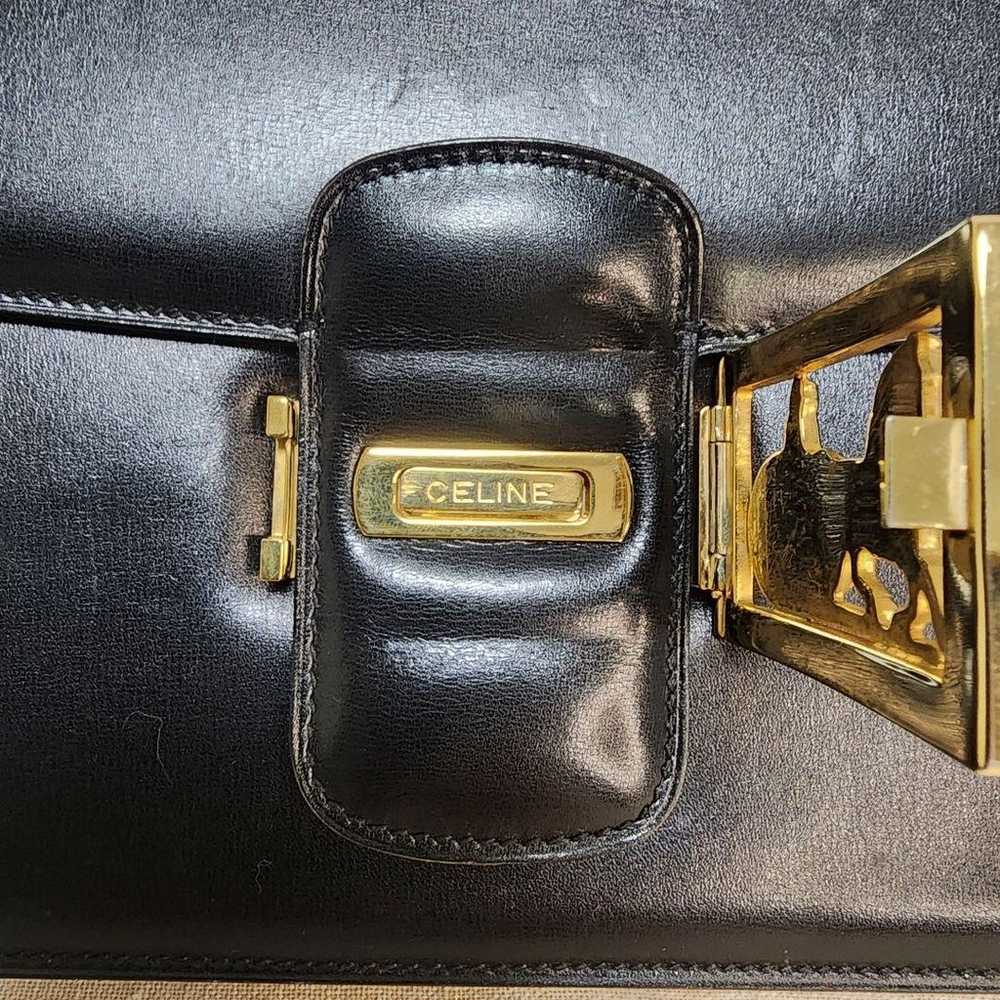 CELINE Black Leather Shoulder Bag Vintage - image 6