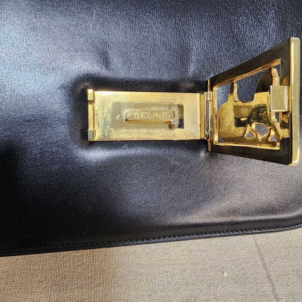 CELINE Black Leather Shoulder Bag Vintage - image 7