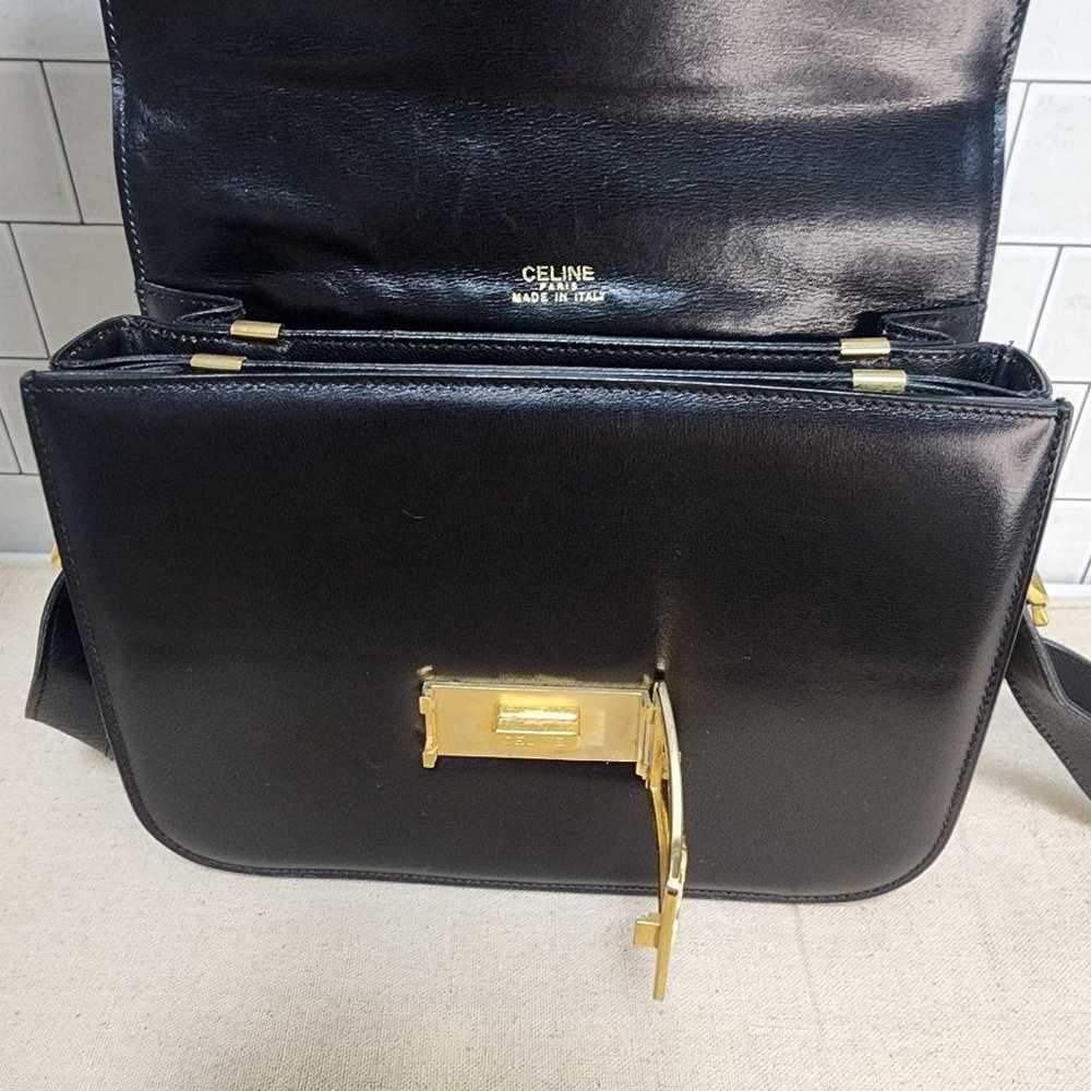 CELINE Black Leather Shoulder Bag Vintage - image 8