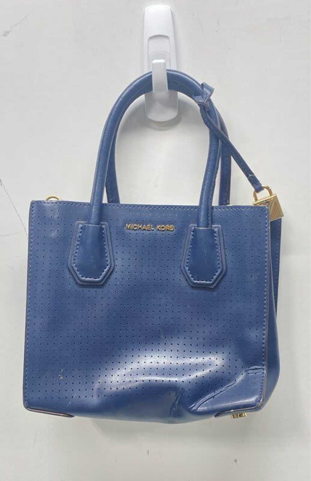 Michael Kors Leather Perforated Mercer Satchel Na… - image 1