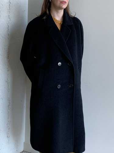 Black wool and mohair midi coat